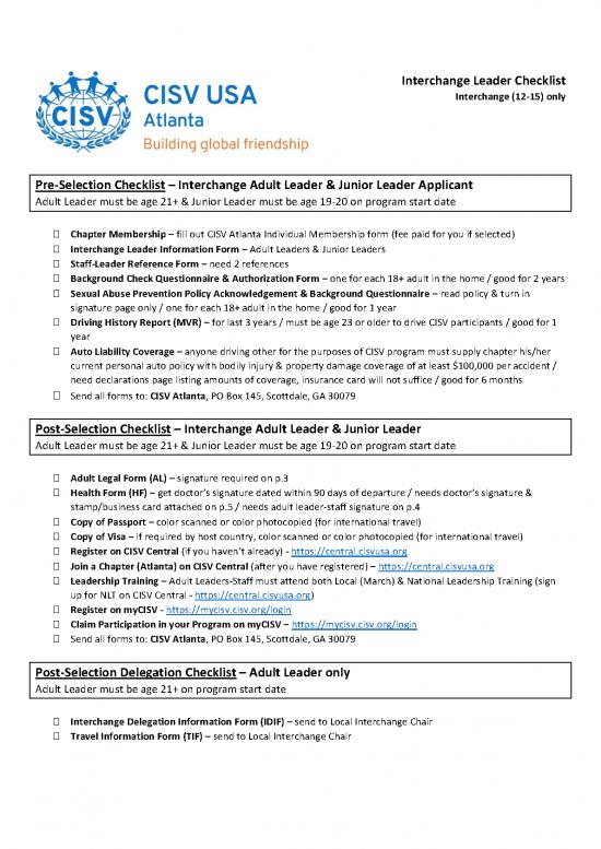 picture The Leader In You Pdf 164697 | 1 Interchange Leader Checklist