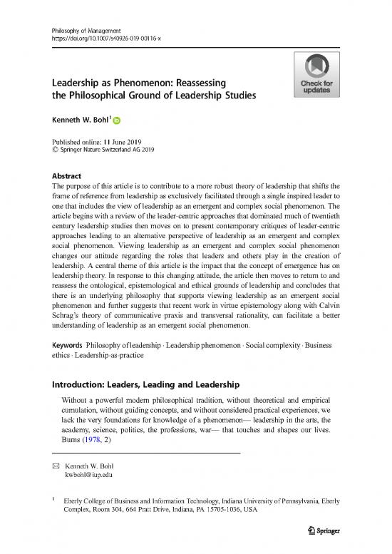 picture Leadership Pdf 165688 | Bohl Published 2019 Philosophy Of Management