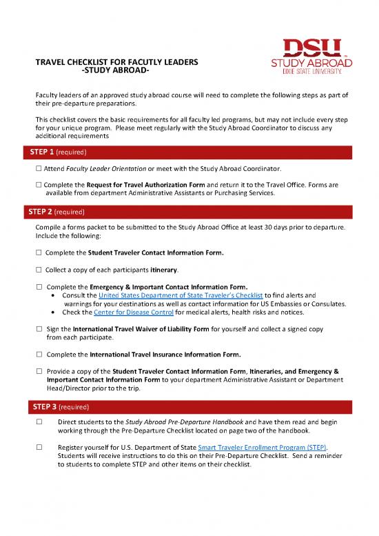 picture1_Leader Checklist 165258 | Faculty Leader Travel Checklist