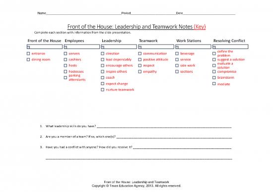 picture Leadership Pdf 164372 | Front Of The House Leadership And Teamwork Notes Key