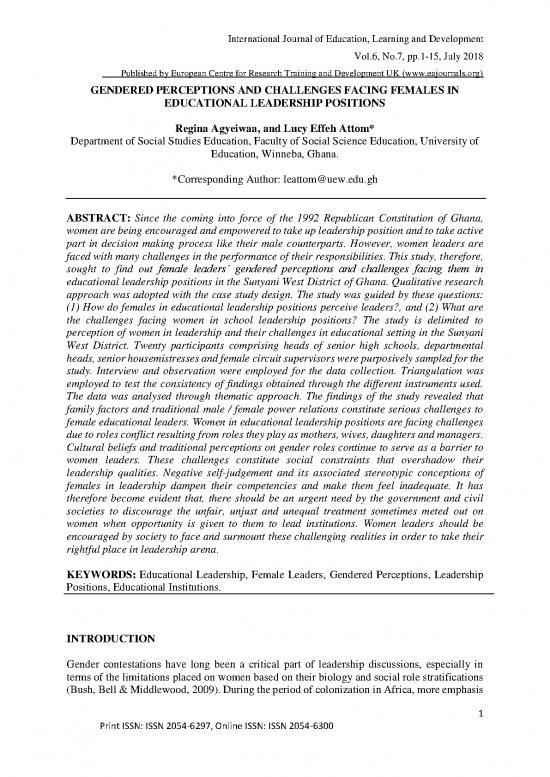 picture Leadership Pdf 165517 | Gendered Perceptions And Challenges Facing Female Leaders In Educational Leadership Positions Autosaved