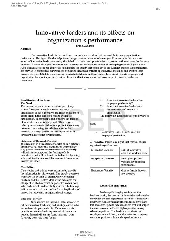 picture Leadership Pdf 165657 | Innovative Leaders And Its Effects On Organizations Performance