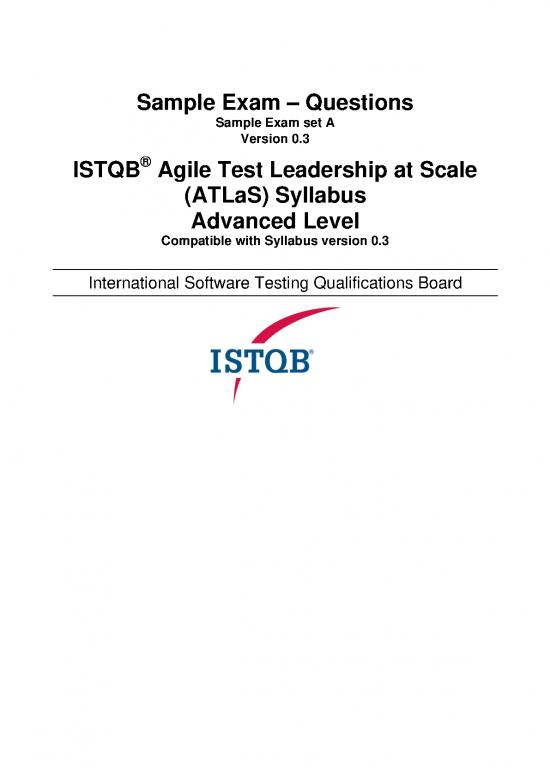 Leadership Pdf 163827 Istqb Ctal Atlas Bo Inc 1 Ch 1 Sample Exam