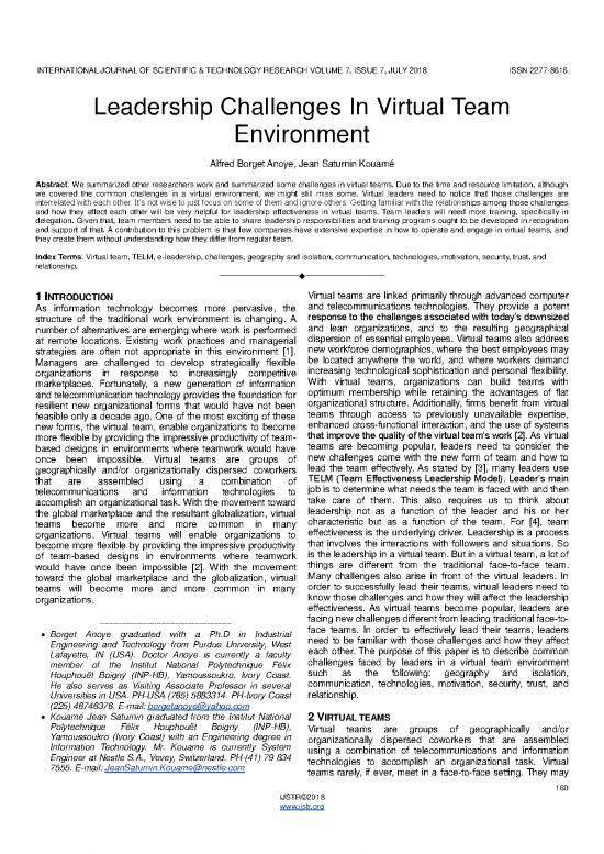 picture Leadership Pdf 163939 | Leadership Challenges In Virtual Team Environment