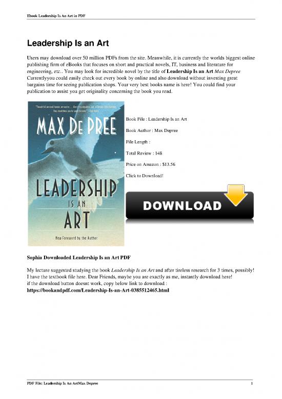 picture Leadership Pdf 164827 | Leadership Is An Art By Max Depree