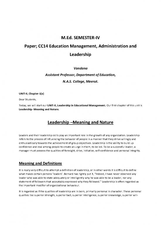 picture Leadership Pdf 165774 | Leadership Meaning And Nature 24 4 M Ed Iv