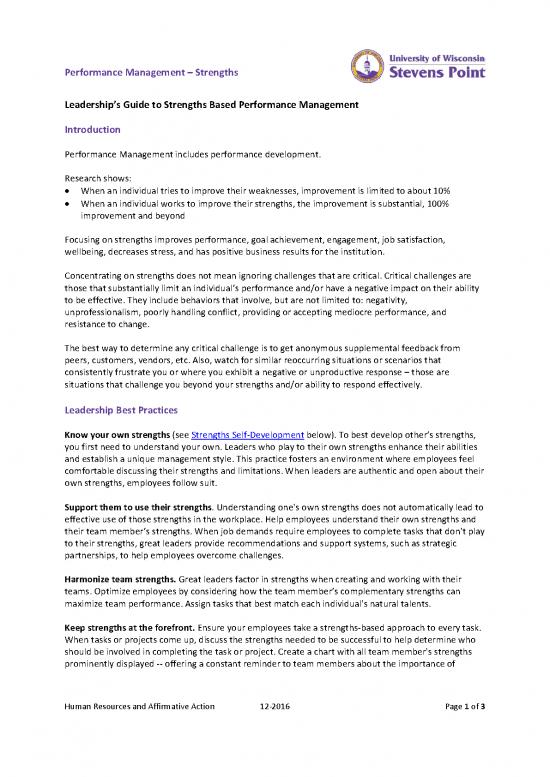 picture Leadership's Guide To Strengths Based Performance Management