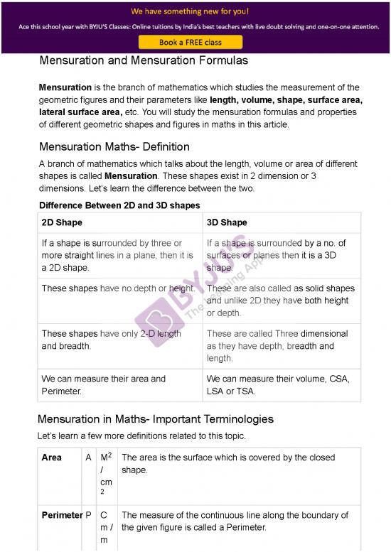 picture1_Measurement In Mathematics Pdf 166118 | Mensuration And Mensuration Formulas Pdf