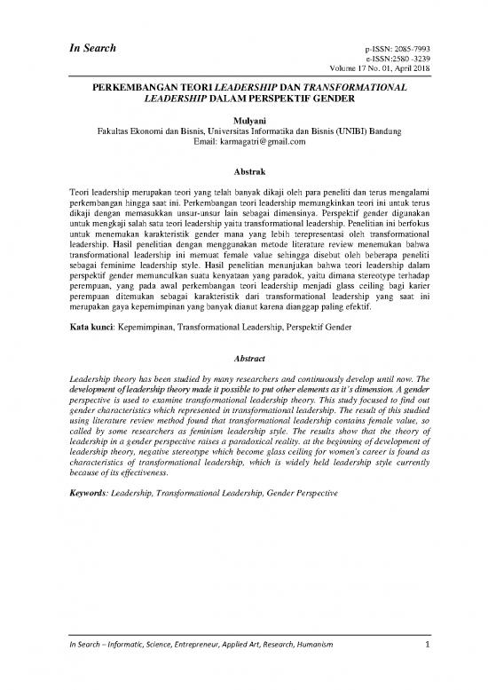 picture1_Leadership Pdf 165173 | Perkembangan Teori Leadership Dan Transformational Leadership Dalam Perspektif Gender