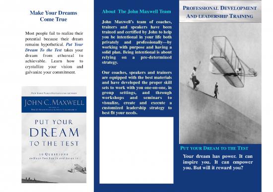 picture Leadership Pdf 164445 | Put Your Dreams To The Test Brochure
