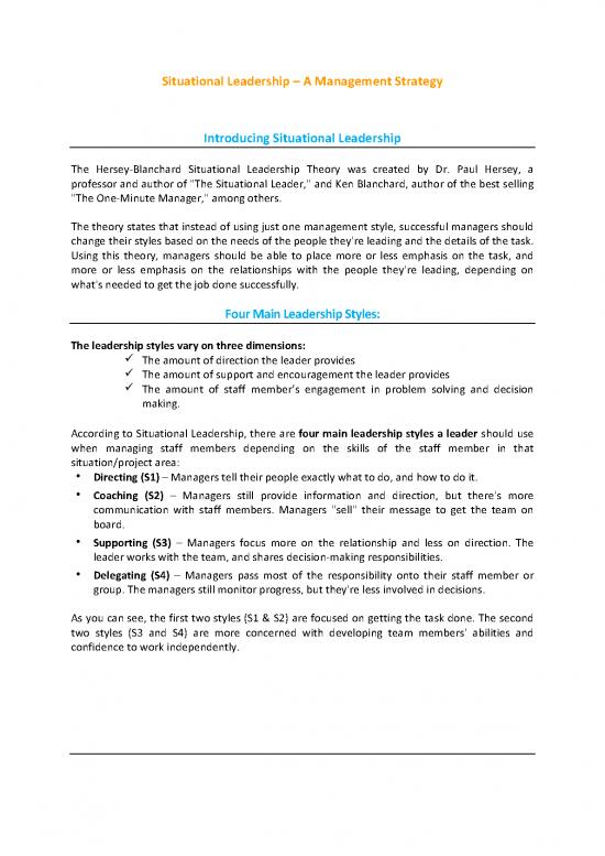 picture Leadership Pdf 164970 | Situational Leadership A Management Strategy
