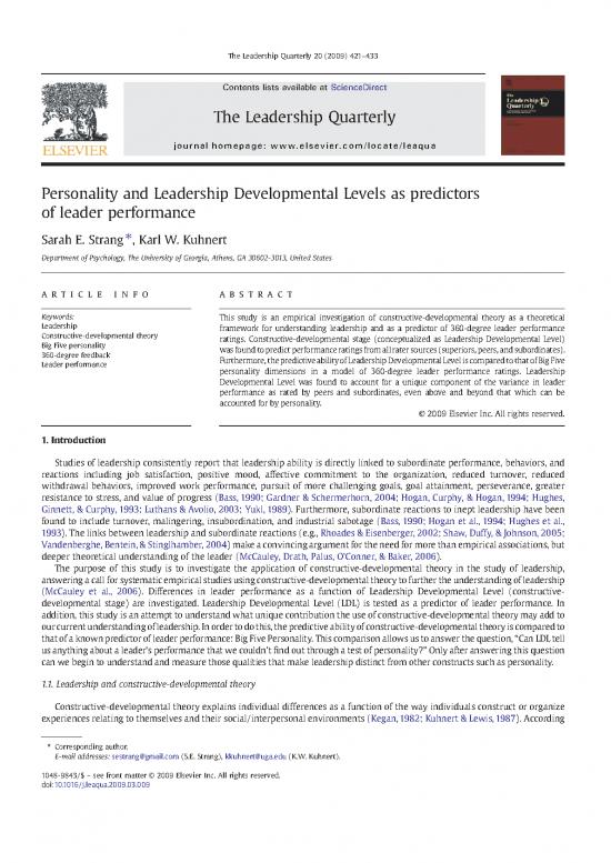 picture Leadership Pdf 165311 | Strang And Kuhnert Leader Levels As Predictors Of Performance