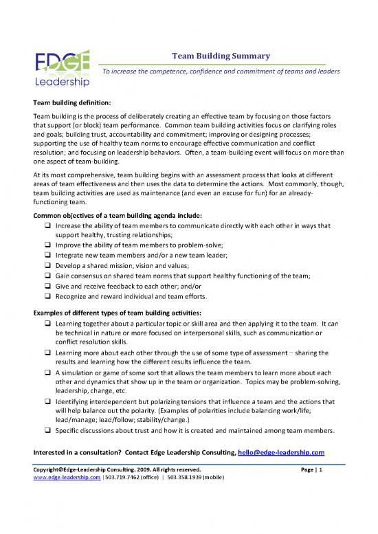 team building case study pdf