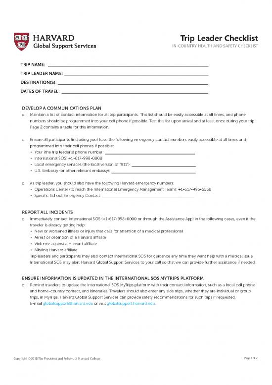 picture The Leader In You Pdf 165583 | Trip Leader Health Safety Checklist