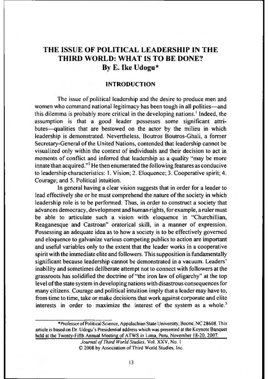 picture Leadership Pdf 164985 | Udogu Ike 2008 The Issue Of Political