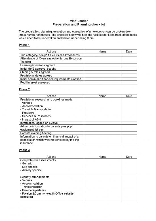 picture Leader Checklist 165727 | Visit Leader Preparation And Planning Checklist