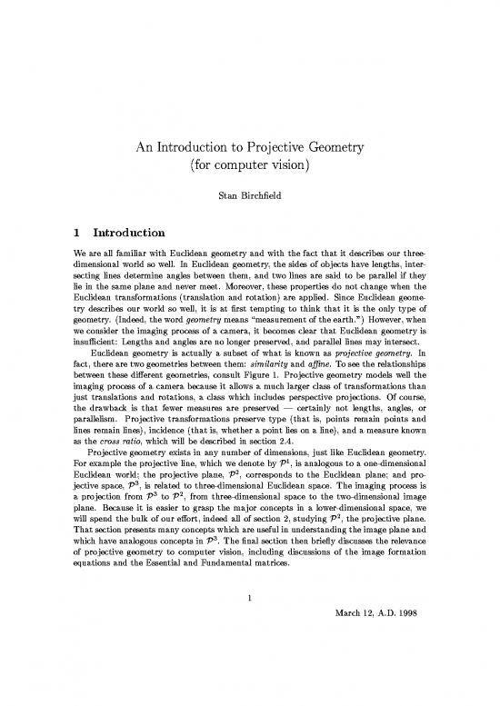 picture Geometry Pdf 167681 | 1998 Lecture Projgeometryintro Birchfield