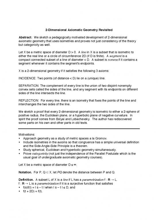 picture1_Geometry Pdf 166396 | 2 Dimensional Axiomatic Geometry Revisiteoutline 1668m8c