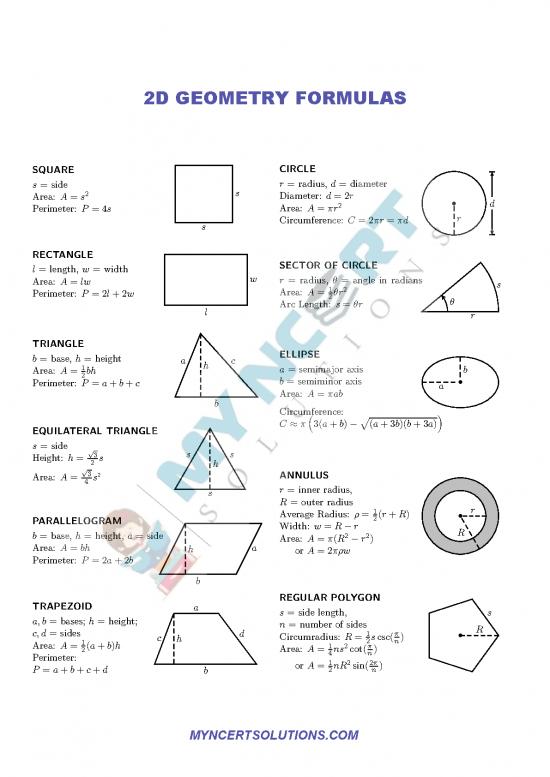 Geometry Pdf 166941 2d Geometry Formulas