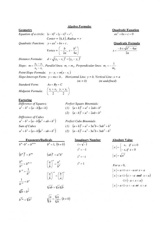 picture Geometry Pdf 168632 | Algebra Formulas