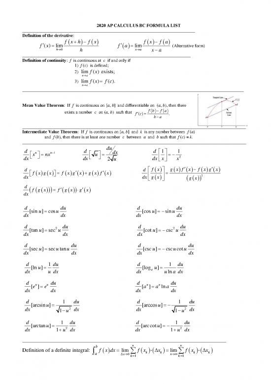 Calculus pdf 168680 ap cal bc formula sheet