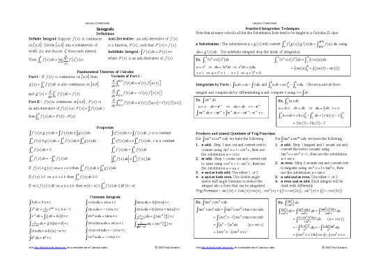 picture Calculus Pdf 168928 | Calculus Cheat Sheet Integrals Reduced
