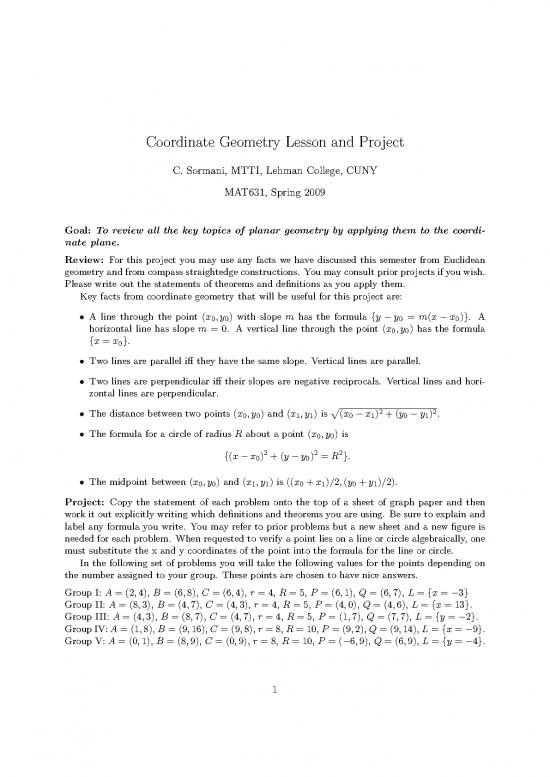 picture Geometry Pdf 167859 | Coord Geom Review Project