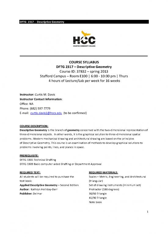 picture Geometry Pdf 166643 | Dftg 2317 0001 Descriptive Geometry Syllabus Spring 2013