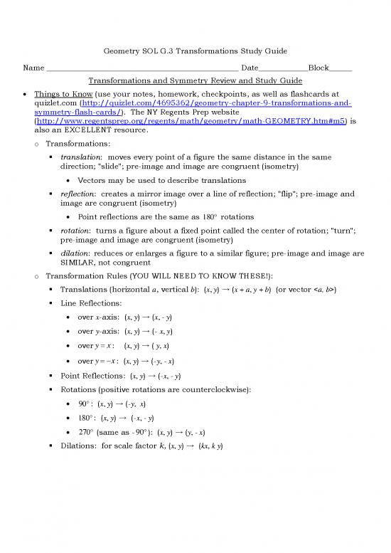 picture Geometry Pdf 168071 | Geo 3 Transformations Study Guide Pdf