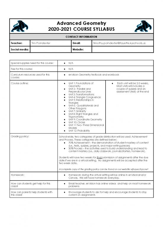 picture Geometry Pdf 167622 | Geometry Syllabus 2020 2021