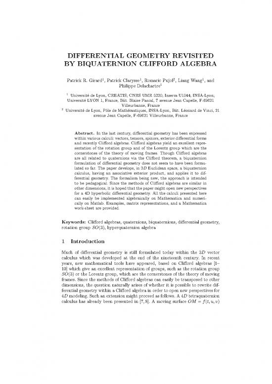 picture1_Geometry Pdf 167509 | Girard 15 Draft Iccs Differential Geometry Revisited By Biquaternion