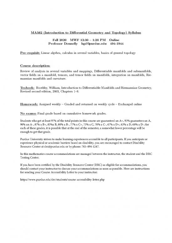 picture Geometry Pdf 168144 | Ma562syllabusfall2020updated