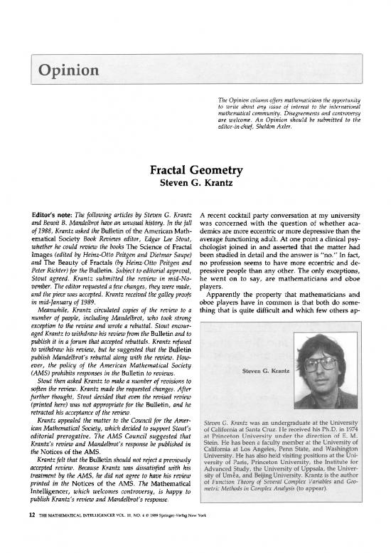 picture Geometry Pdf 168285 | Mat Intelligencer 1989 Krantz
