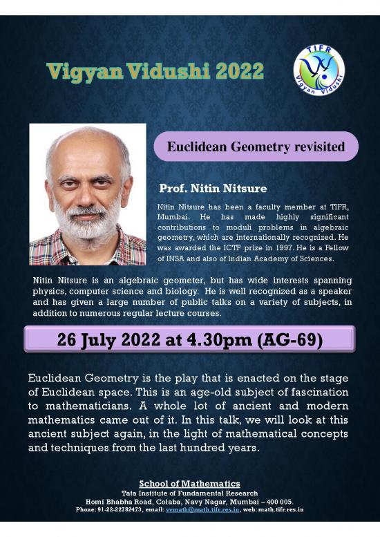 picture Geometry Pdf 168175 | Nitin Nitsure Vv2022 Poster