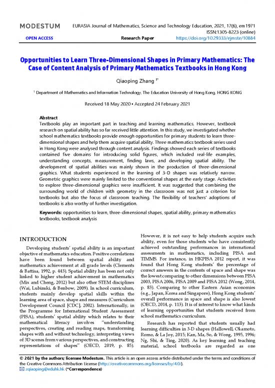 picture Measurement In Mathematics Pdf 167599 | Opportunities To Learn Three Dimensional Shapes In Primary Mathematics The Case Of Content Analysis 10884