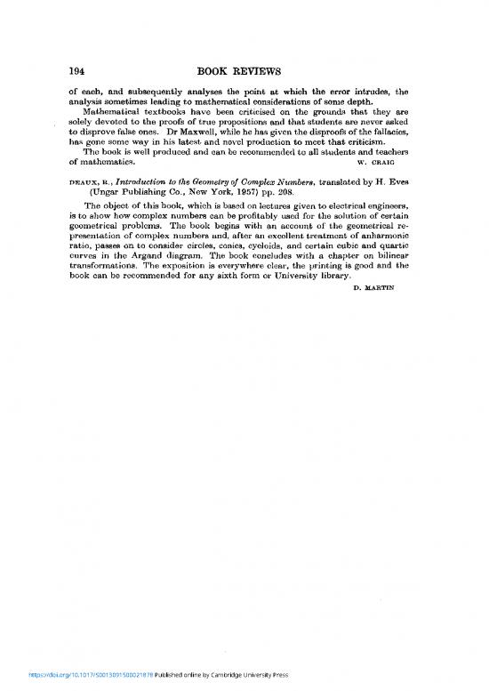 picture1_Geometry Pdf 167464 | R Deaux Introduction To The Geometry Of Complex Numbers Translated By H Eves Ungar Publishing Co New York 1957 Pp 208