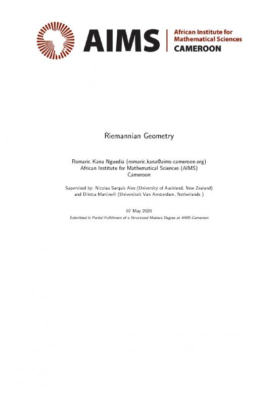 picture Geometry Pdf 166383 | Romaric Kana Nguedia Riemannian Geometry