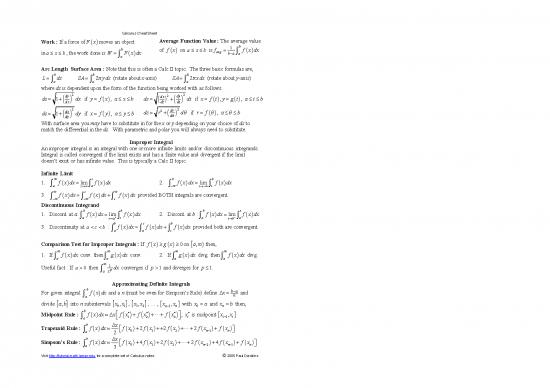 Calculus Pdf 168928 | Calculus Cheat Sheet Integrals Reduced