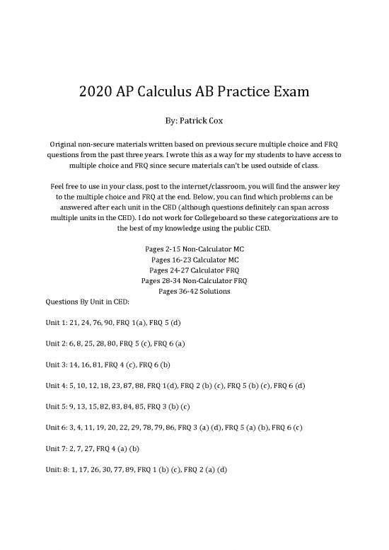 picture_Calculus Pdf 170611 | 2020 Ap Calculus Practice Exam By Patrick Cox