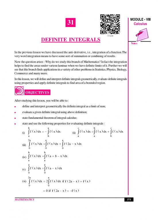 picture1_Integral Calculus Pdf Notes 171173 | 311 Maths Eng Lesson31