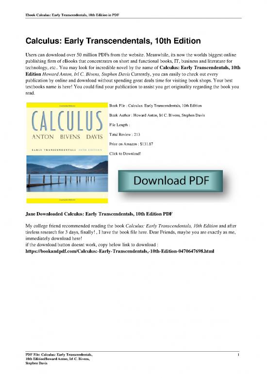 picture Calculus Pdf 169188 | Calculus Early Transcendentals 10th Edition By Howard Anton Irl C Bivens Stephen Davis