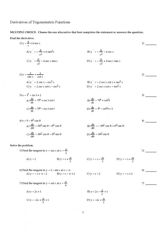 picture_Derivatives Of Trigonometric Functions