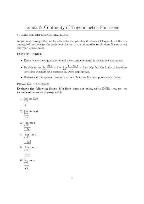 picture Limit Of Trigonometric Functions Pdf 168991 | Homework6 Ans