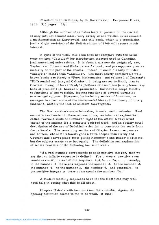 picture Calculus Pdf 169450 | Introduction To Calculus By K Kuratowski Pergamon Press 1961 315 Pages 35