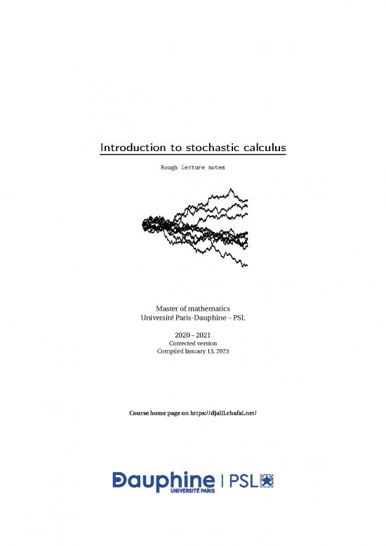 picture_Calculus Pdf 169484 | M2 Stochastic Calculus Course 2020 2021