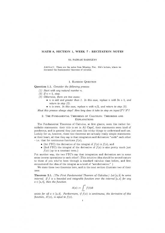 picture Fundamental Theorem Of Calculus Pdf 171316 | Ma8 Wk7 Monday Notes 2010
