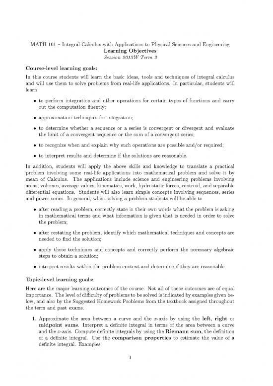 picture Calculus Pdf 170486 | Math 101 Learning Outcomes