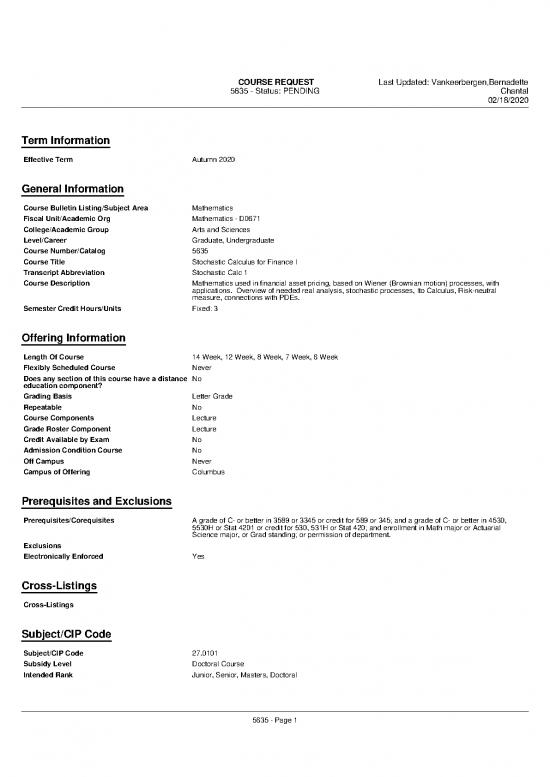 picture Stochastic Calculus For Finance Pdf 171040 | Math 5635 New Course