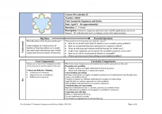 picture_Calculus Pdf 169135 | Pre Calculus 12 Online Unit Plan Geometric Sequences And Series Ablett