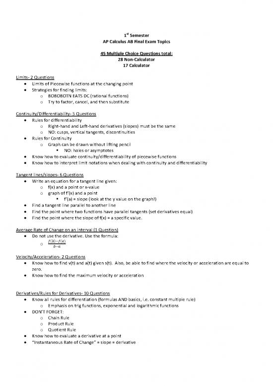picture_Calculus Pdf 169490 | Semester 1 Exam Review